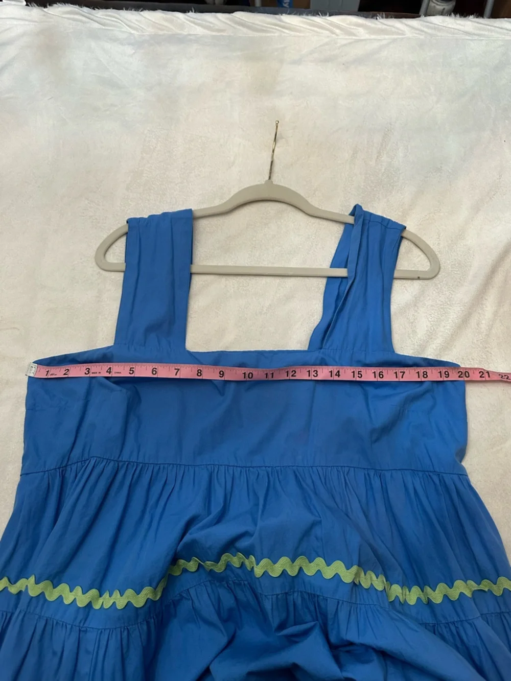 Anthropologie Blue The Helena Square-Neck Tiered Midi Dress Size XL 38331 - Picture 9 of 13